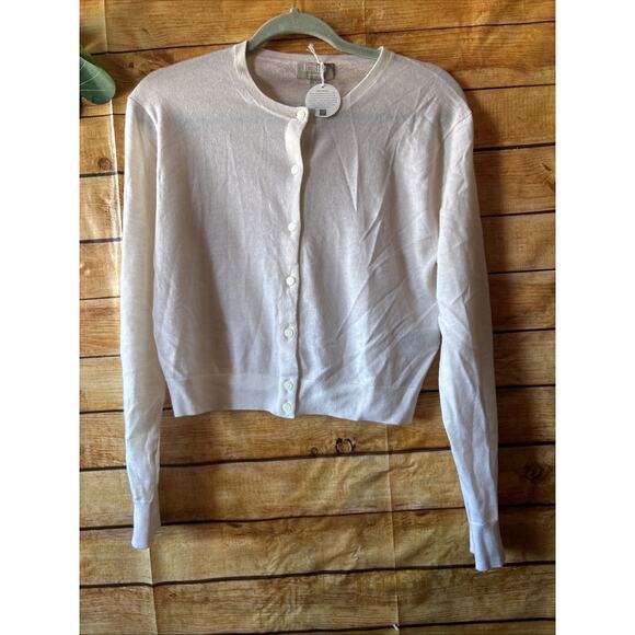 NWT J. Crew Small Featherweight Cashmere Cardigan Sweater White $148 BZ400 - Picture 3 of 7